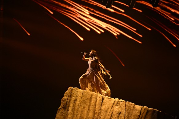 epa11331222 Alyona alyona &amp; Jerry Heil of Ukraine with the song &#039;Teresa &amp; Maria&#039; perform on stage during the first dress rehearsal before the final of the 68th edition of the Eurovis ...