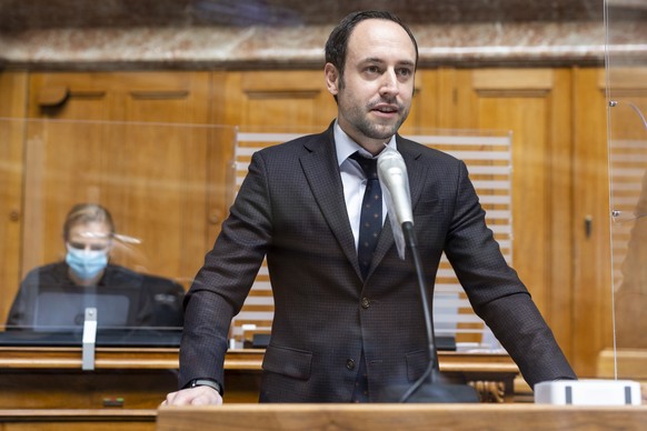 Christian Wasserfallen, FDP-BE, spricht zum Mediengesetz, an der Fruehlingssession der Eidgenoessischen Raete, am Dienstag, 2. Maerz 2021 im Nationalrat Bern. (KEYSTONE/Alessandro della Valle)