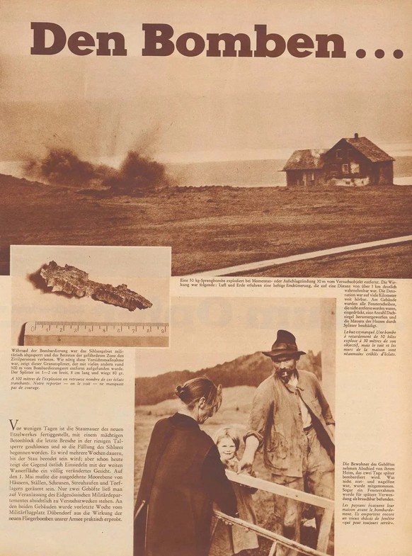 Bild der Familie Grätzer, welche die Sihlebene verlassen musste. Ausserdem zeigte die Zürcher Illustrierte auch einen gefundenen Bombensplitter.
https://www.e-periodica.ch/digbib/view?pid=zui-001%3A19 ...