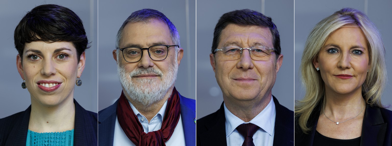 Combo de gauche a droite: Lisa Mazzone, candidate Les Verts - GE a l&#039;election au Conseil aux Etats, Carlo Sommaruga, candidat Parti socialiste - GE a l&#039;election au Conseil aux Etats, Mauro P ...