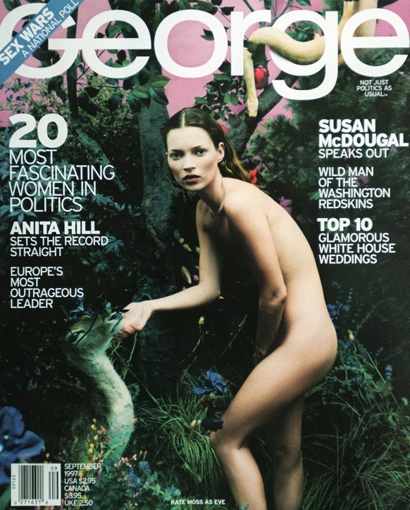 Kate Moss appears as an unclothed Eve on the cover of the September 1997 issue of &#039;George&#039; magazine. (KEYSTONE/AP PHOTO/George)