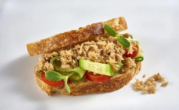 The vegan tuna is just one of the many vegetable products from Vgarden.