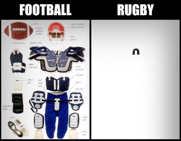 Der Unterschied zwischen Rugby und American Football.