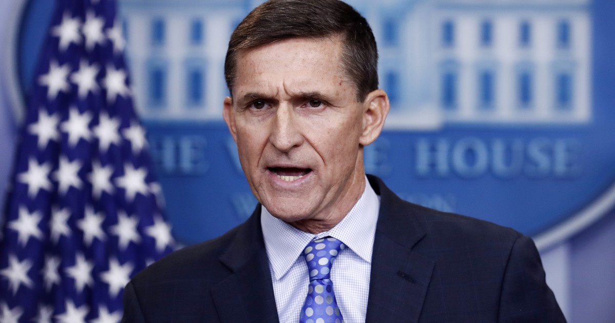 FILE- In this Feb. 1, 2017, file photo, National Security Adviser Michael Flynn speaks during the daily news briefing at the White House, in Washington. Flynn resigned as President Donald Trump's ...