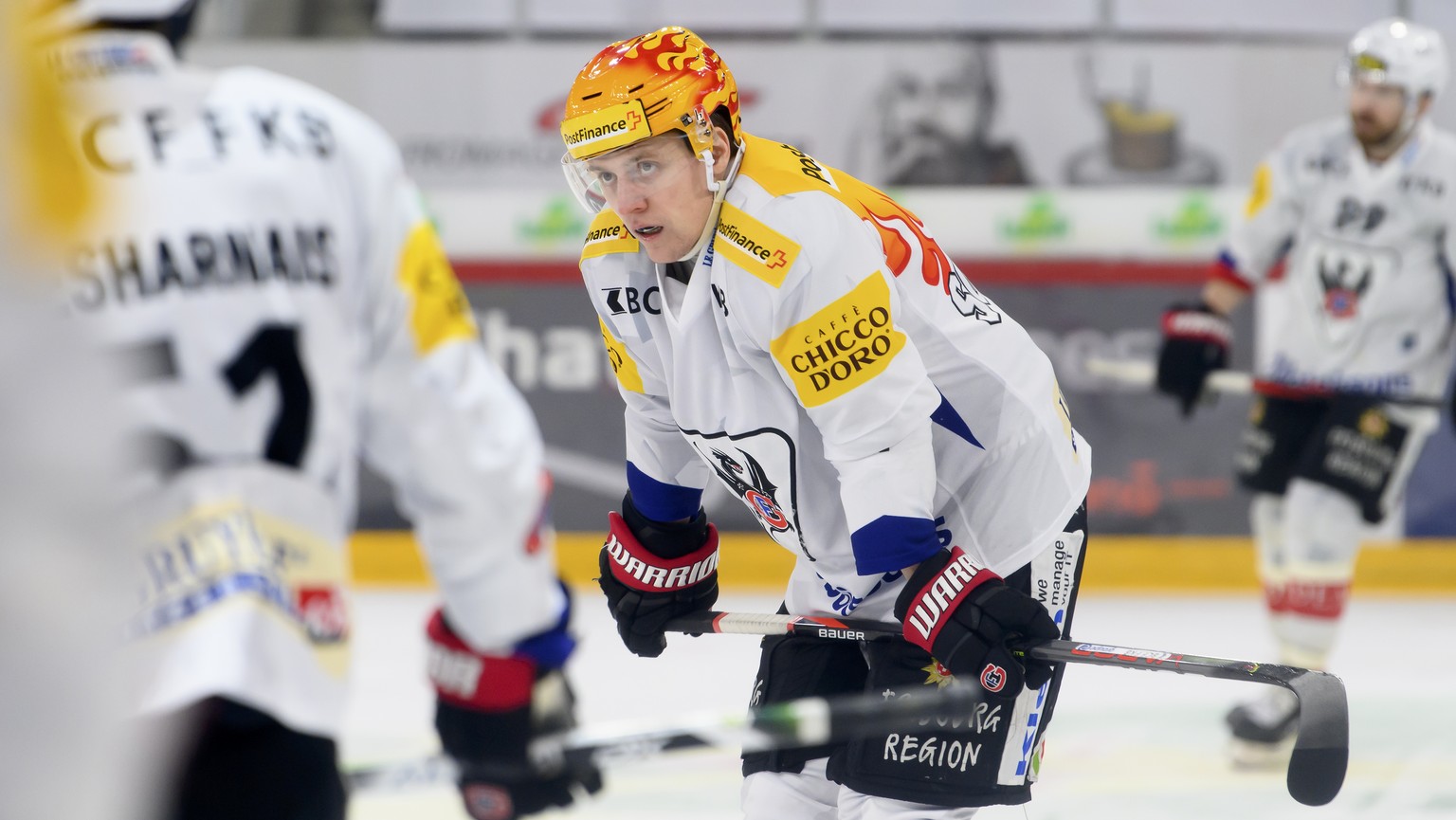 Gotterons Top Scorer Killian Mottet, beim Eishockey Meisterschaftsspiel der National League zwischen dem EHC Biel und dem HC Fribourg Gotteron, am Samstag, 20. Februar 2021, in der Tissot Arena in Bie ...