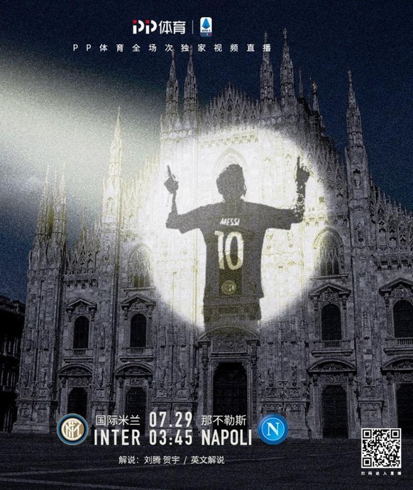 Messi auf den Mailänder Dom projiziert.