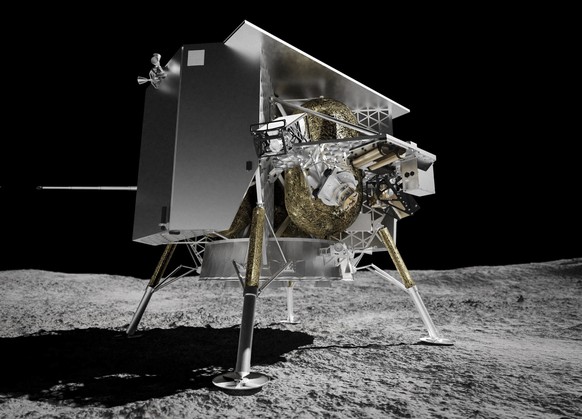 This illustration provided by Astrobotic Technology in 2024 depicts the Peregrine lunar lander on the surface of the moon. (Astrobotic Technology via AP)