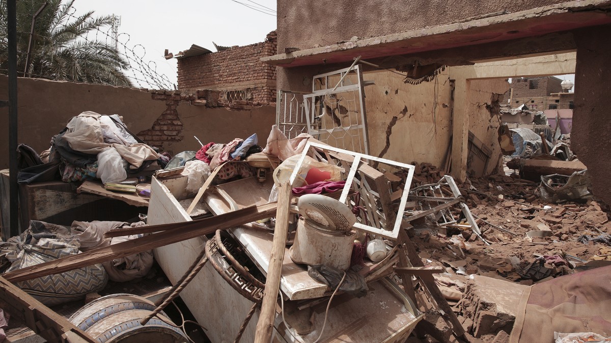 A house hit in recent fighting Is seen in Khartoum, Sudan, Tuesday, April 25, 2023. Sudan's warring generals have pledged to observe a new three-day truce that was brokered by the United States a ...