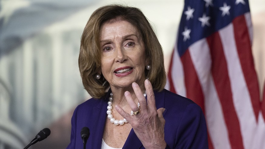 epa10097627 US Speaker of the House Nancy Pelosi holds a news conference, on Capitol Hill in Washington, DC, USA, 29 July 2022. During the news conference Pelosi discussed the passage of the &#039;CHI ...