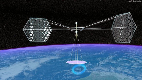So könnte die Solarfarm im Weltall aussehen.