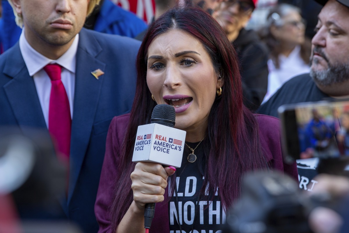 FILE - Right-wing activist Laura Loomer speaks in front of the courthouse where the hush-money trial of Donald Trump is underway, April 15, 2024, in New York. (AP Photo/Ted Shaffrey, File)
Trump Natio ...