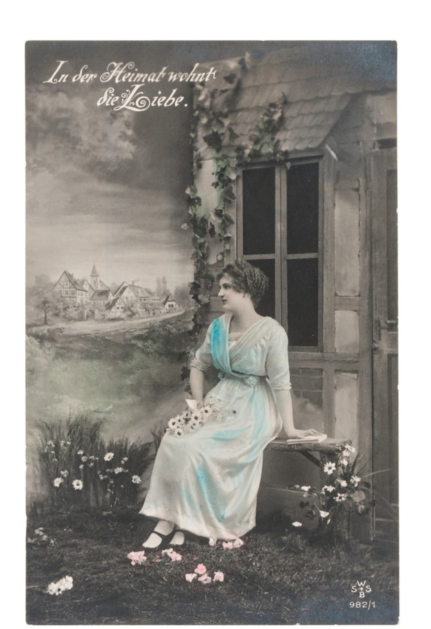 Kolorierte Postkarten mit Sehnsuchtsmotiven als Alternative zur ausführlichen Briefform: ab Ende des 19. Jahrhunderts in schreibferneren Milieus populär.