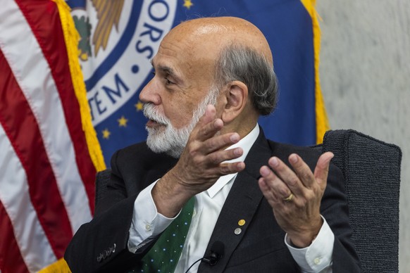 epa10639193 Former Chair of the Federal Reserve Ben Bernanke speaks at a moderated panel discussion on &#039;perspectives on monetary policy&#039; at the Federal Reserve in Washington, DC, USA, 19 May ...