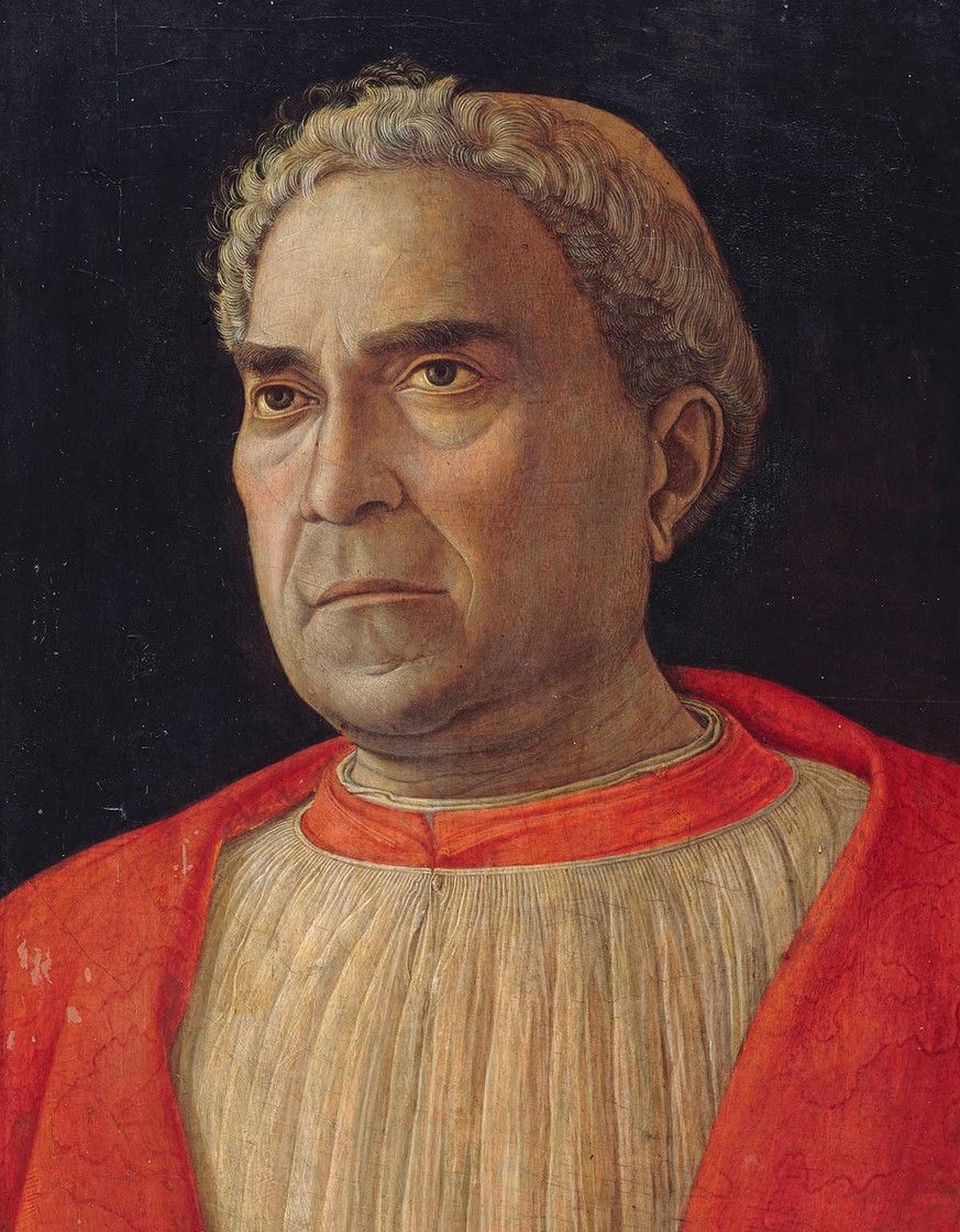 Kardinal Ludovico Trevisan porträtiert von Andrea Mategna, um 1459.
https://commons.wikimedia.org/wiki/File:Andrea_Mantegna_-_Cardinal_Lodovico_Trevisano_-_Google_Art_Project.jpg