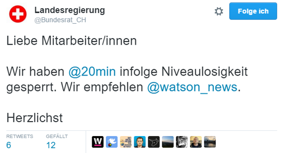 Bundesverwaltung sperrt «20 Minuten»-Website – wegen Malware-Verbreitung
Geniales Statement xD