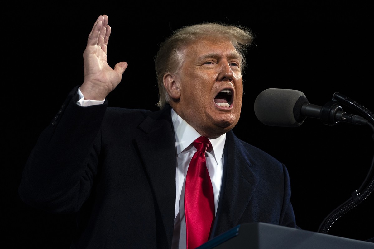 President Donald Trump speaks at a campaign rally for Senate Republican candidates, Sen. Kelly Loeffler, R-Ga., and Sen. David Perdue, R-Ga., at Valdosta Regional Airport, Saturday, Dec. 5, 2020, in V ...