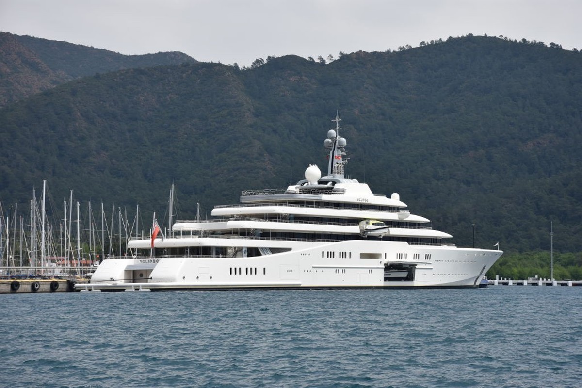 MUGLA, TURKIYE - APRIL 18: Russian billionaire Roman Abramovich's luxury yacht, named as 'Eclipse' is anchored at the Marmaris Cruise Port in Mugla, Turkiye on April 18, 2023. (Photo by ...