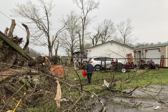 Devastation from a tornado that struck Glen Allen, Mo., in southeastern Missouri, killing several people and injuring an unknown number of people is pictured Wednesday, April 5, 2023. (AP Photo/Jim…