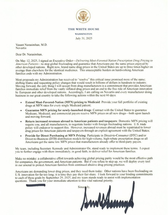 Trump Novartis Brief, 31.07.25