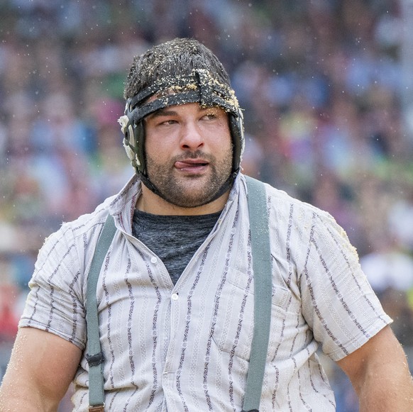 Fritz Ramseier im 4. Gang beim Eidgenoessischen Schwing- und Aelplerfest 2025 Glarnerland (ESAF), am Samstag, 30. August 2025, in Mollis. (KEYSTONE/Urs Flueeler)