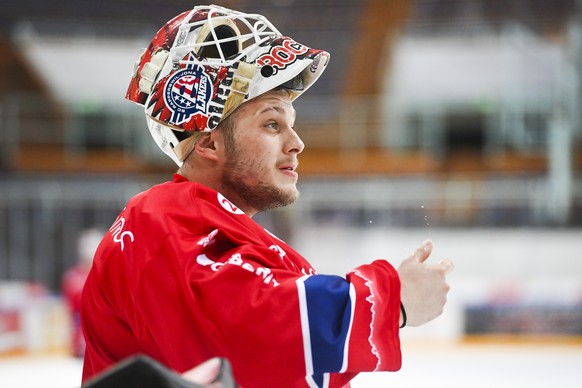 Rapperswils Torhueter Sascha Rochow im Eishockeyspiel der National League zwischen den Rapperswil-Jona Lakers und dem HC Fribourg-Gotteron, am Dienstag, 16. Februar 2021, in der St. Galler Kantonalban ...