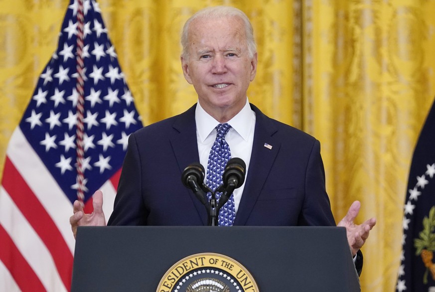 President Joe Biden speaks during an event to celebrate labor unions, in the East Room of the White House, Wednesday, Sept. 8, 2021, in Washington. (AP Photo/Evan Vucci)
Joe Biden