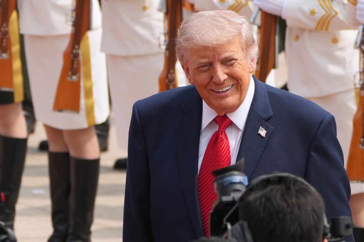 President Donald Trump participates in a welcome ceremony with China's President Xi Jinping at the Great Hall of the People, Thursday, May 14, 2026, in Beijing. (AP Photo/Mark Schiefelbein)
China ...
