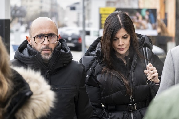 The owners of "Le Constellation" bar in Crans-Montana, Jacques, left, and Jessica Moretti of France, arrive to a hearing before the public prosecutor of the canton of Valais, following the d ...