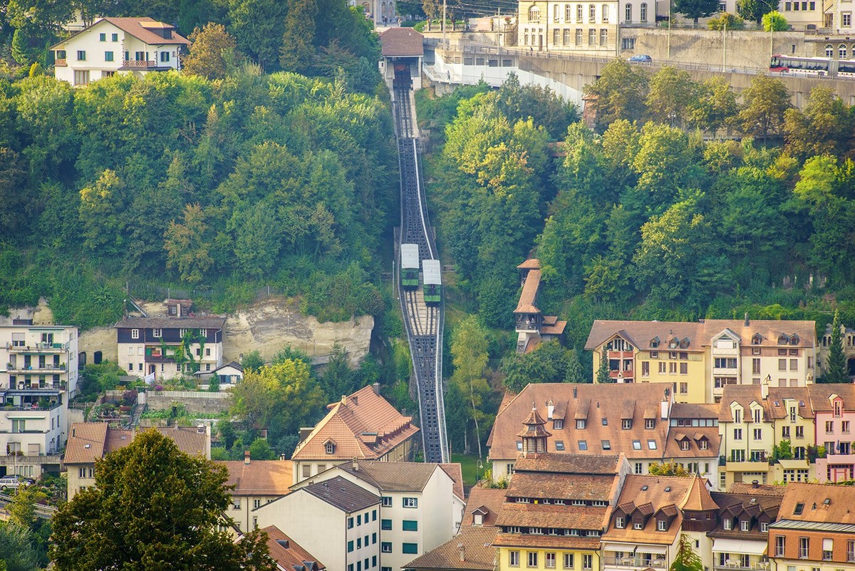 Fribourg Funiculaire Rauszeit Alte Transportmittel
