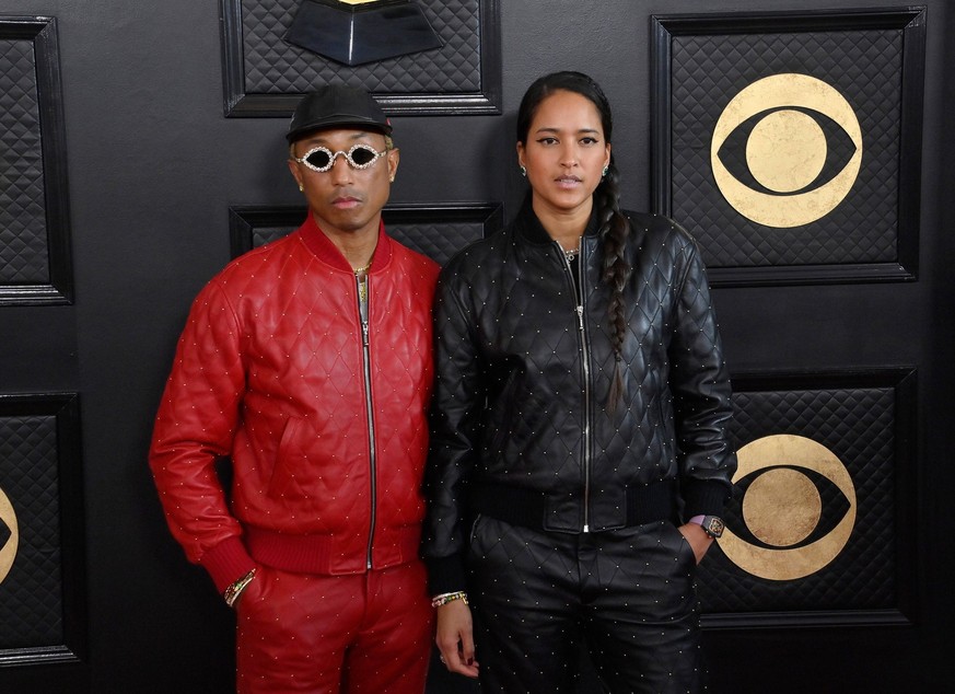 Pharrell Williams and Helen Lasichanh attend the 65th annual Grammy Awards at the Crypto.com Arena in Los Angeles on Sunday, February 5, 2023. PUBLICATIONxINxGERxSUIxAUTxHUNxONLY LAP20230205580 JIMxRU ...