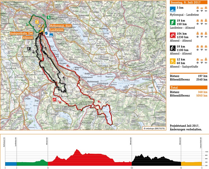 Gigathlon 2017 Strecken