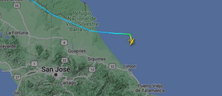 Flugzeug Costa Rica, Flightradar.