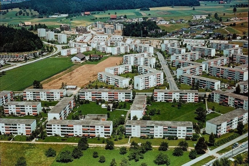 So baute Göhner für das Volk: die Siedlung «Sunnebüel» in Volketswil mit insgesamt 1114 Wohnungen (Foto von 1972).