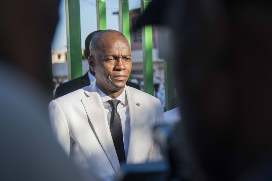 epa09328108 (FILE) - Haitian President Jovenel Moise chairs the commemoration of the 212 anniversary of the murder of Jean Jacques Dessalins, in Port-au-Prince, Haiti, 17 October 2018 (reissued 07 Jul ...