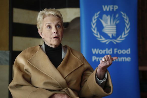 Executive director of the World Food Programme Cindy McCain speaks with the Associated Press in Damascus, Syria, Tuesday Jan. 14, 2025.(AP Photo/Omar Sanadiki)