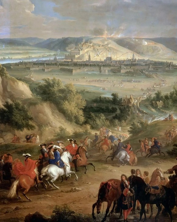 Die Eroberung von Namur, 1692 durch die Franzosen. Gemalt von Jean-Baptiste Martin.
https://commons.wikimedia.org/wiki/File:Siege_of_Namur,_1692_(by_Jean-Baptiste_Martin_the_elder).jpg