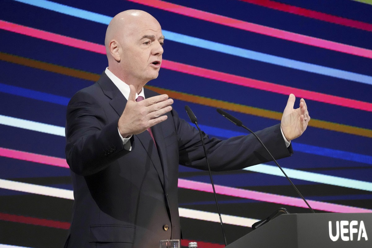 FILE - FIFA president Gianni Infantino speaks to delegates at the 49th ordinary UEFA congress in Belgrade, Serbia, April 3, 2025. (AP Photo/Darko Vojinovic, file)
FIFA Kushner Soccer