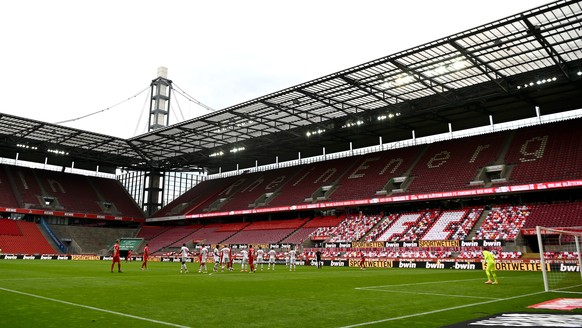 epa08483274 General view inside the stadium during the Bundesliga match between 1. FC Koeln and 1. FC Union Berlin at RheinEnergieStadion in Cologne, Germany, 13 June 2020. EPA/ALEXANDER SCHEUBER / PO ...