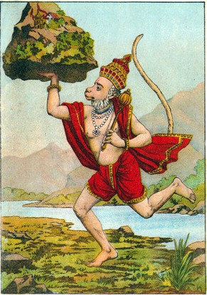 Eine Zeichnung von Hanuman aus dem 19. Jahrhundert.