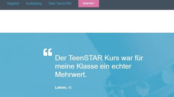 Teenstar Schweiz wirbt mit einem Zitat eines Lehrers für seine Kursangebote.