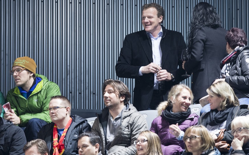 Biels Ex-Trainer Kevin Schlaepfer fotografiert beim Eishockey Meisterschaftsspiel der National League A zwischen dem HC Biel und dem Geneve-Servette HC, am Freitag, 17. Februar 2017, in der Tissot Are ...