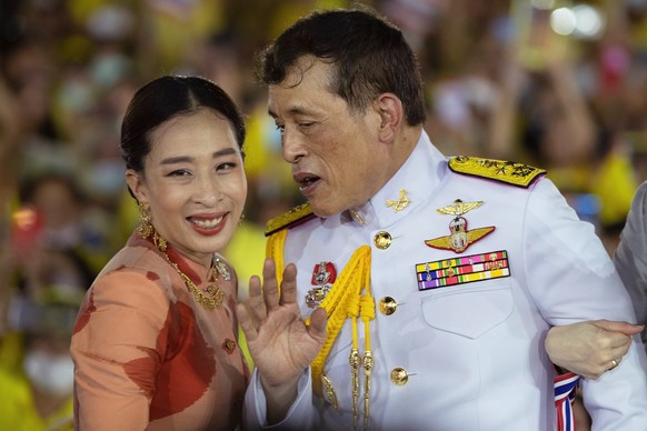 FILE - Thai King Maha Vajiralongkorn gestures as he speaks with Princess Bajrakitiyabha Mahidol while meeting supporters in Bangkok, Thailand, Nov. 1, 2020. (AP Photo/Wason Wanichakorn, File)
Thailand ...