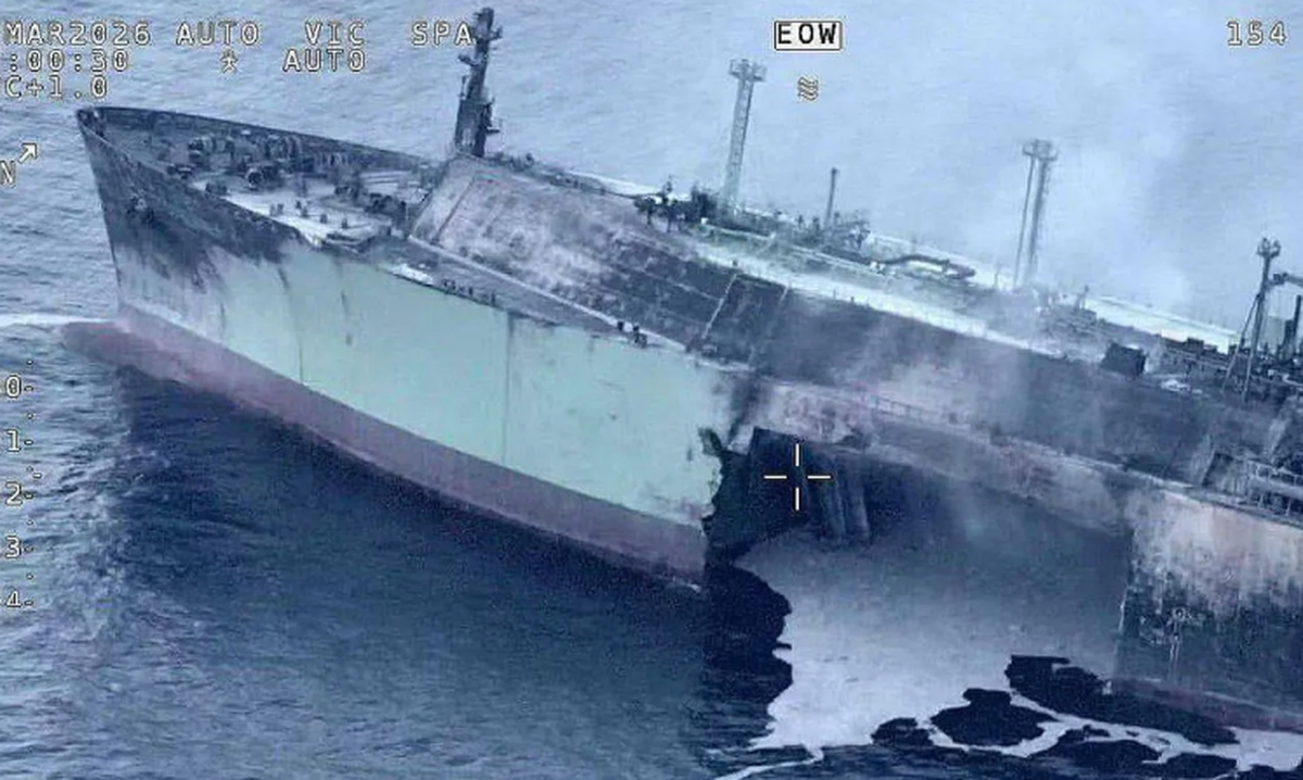 Ein Loch in der Hülle der «Arctic Metagaz»: Russland wirft der Ukraine vor, das Schiff im Mittelmeer angegriffen zu haben.