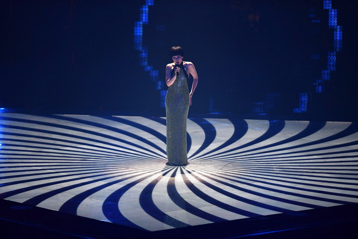 epa09947553 Monika Liu from Lithuania with the song 'Sentimental' performs during the Grand Final of the 66th annual Eurovision Song Contest (ESC 2022) in Turin, Italy, 14 May 2022. EPA/ALES ...