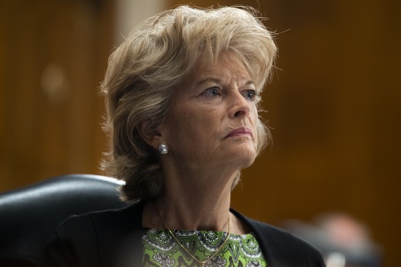 FILE - In this June 23, 2020, file photo Sen. Lisa Murkowski, R-Alaska, listens during a Senate Health, Education, Labor, and Pensions Committee hearing to examine COVID-19 on Capitol Hill in Washington. (Michael Reynolds/Pool via AP, File)