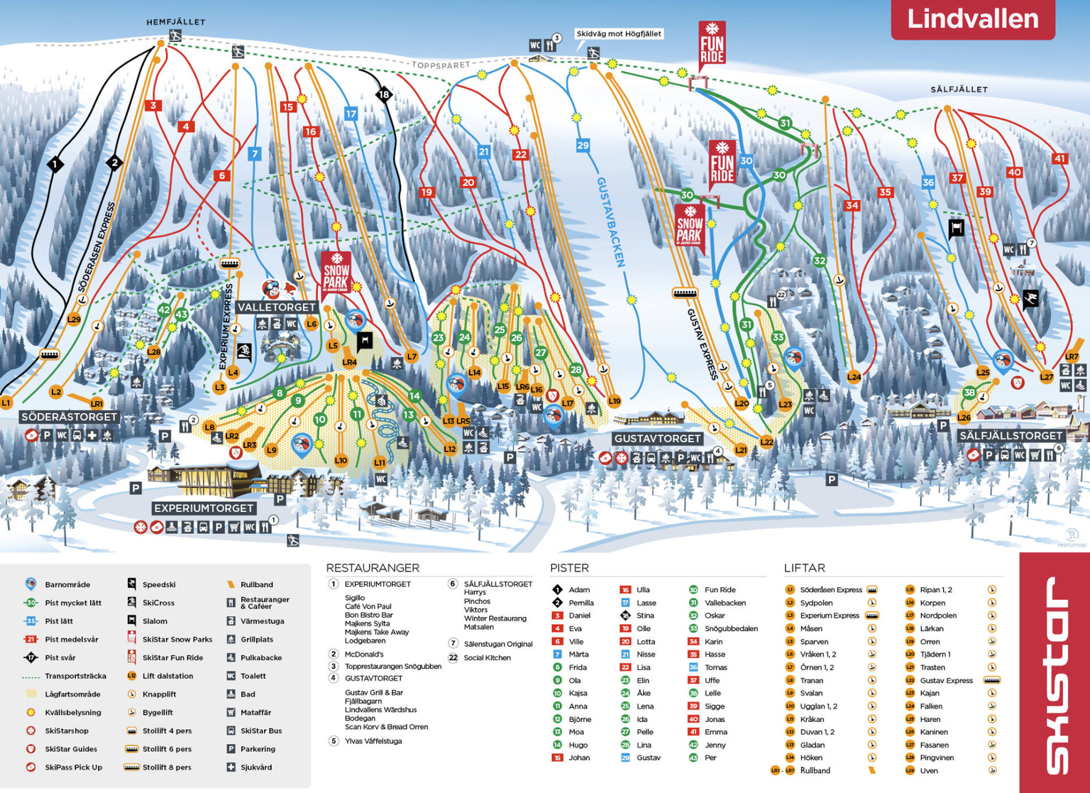 Der Pistenplan von Lindvallen: