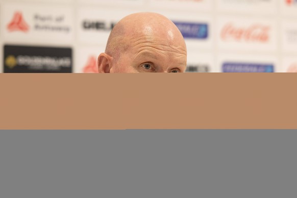 Omonoia s head coach Henning Berg pictured during the press conference, PK, Pressekonferenz of Cyprus club Omonia Nicosia, in Antwerp, Wednesday 25 August 2021. On Thursday nicosia will play in the re ...