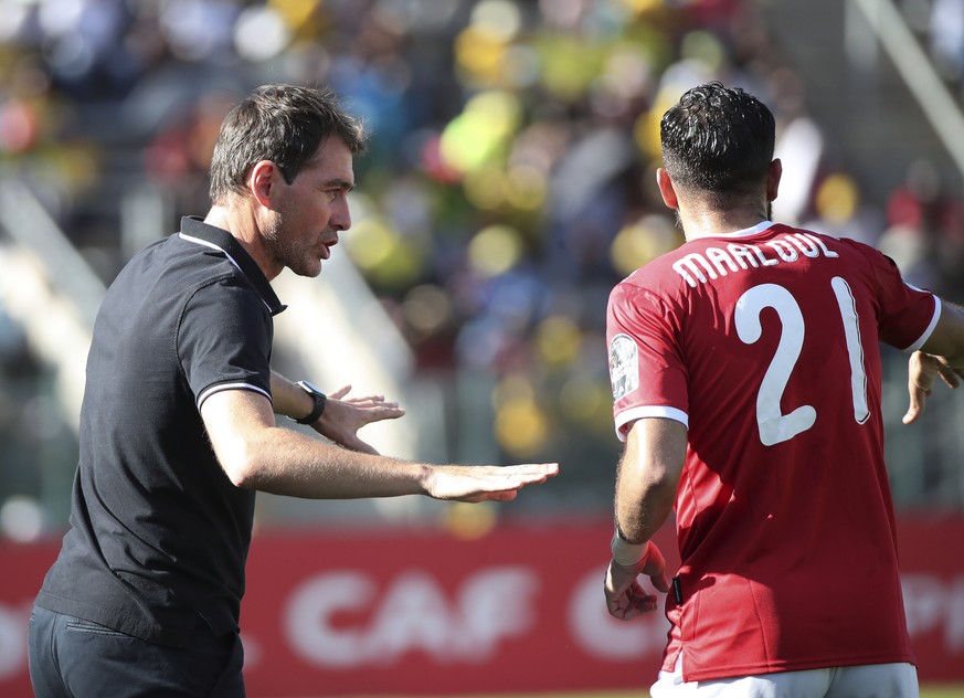 epa08276892 Rene Weiler, coach of Al-Ahly, reacts during the CAF Champions League quarter final second leg soccer match between Mamelodi Sundowns and Al Ahly at Lucas Moripe Stadium, South Africa, 07  ...