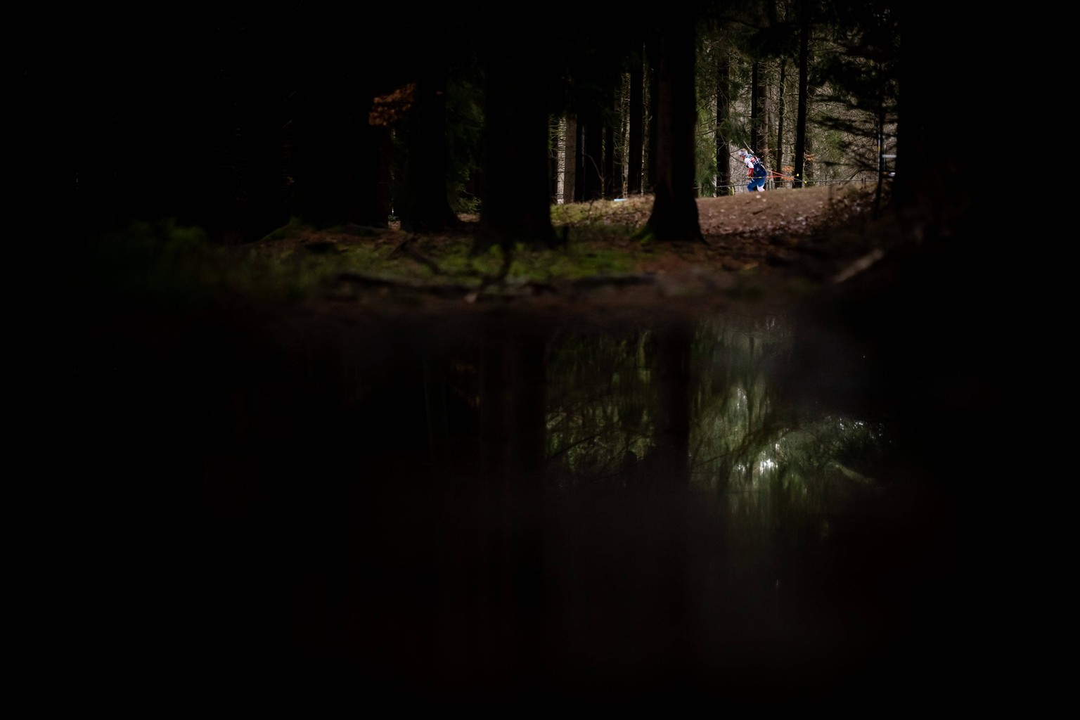240210 A unidentified athlete from Czech Republic at a training session during the IBU Biathlon World Championships on February 10, 2024 in Nove Mesto na Morave. Photo: Petter Arvidson / BILDBYRAN / k ...