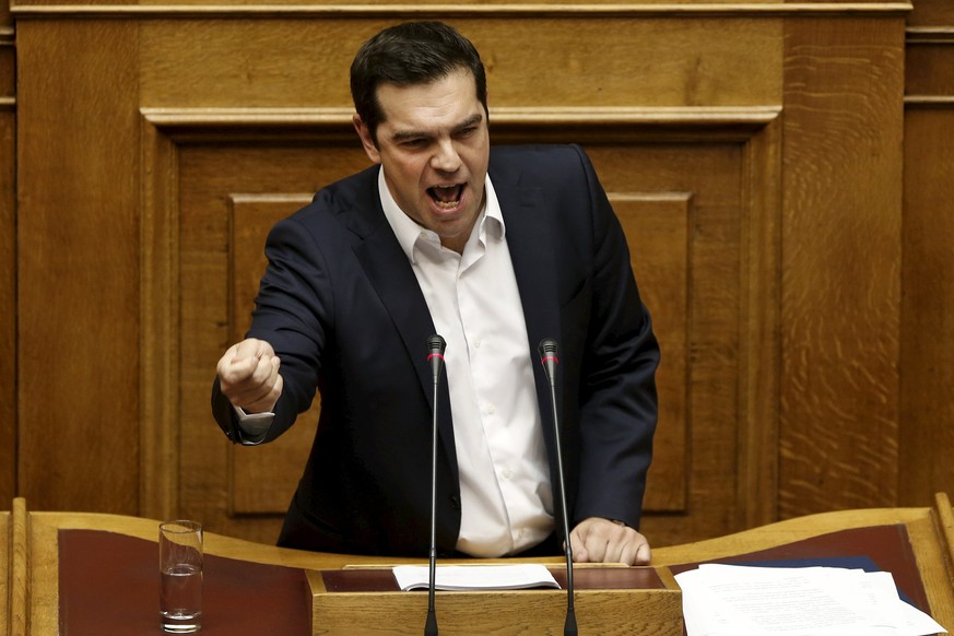 Tsipras bei seiner Rede vor dem Parlament